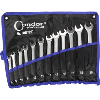 Dílna Condor klíče očkoploché 8 - 19 mm, vyhnuté 75°, sada 12 dílů, v textilním obalu - 100-07175
