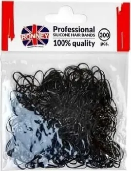 Příslušenství k barvení vlasů Ronney Profesionální silikonové gumičky do vlasů 300 ks černé