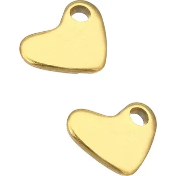 Materiál na výrobu šperku Závěsný přívěsek srdíčko Zlatý 8,5x6,5x1mm 1ks+ - 1Ks