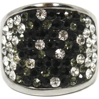 Prsten Prsten s krystaly Černo Stříbrný - 9/ 59-60