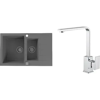 Granitový dřez Set Alveus (dřez Cadit 70 Beton 81 + baterie Reno Chrom) SETA22077