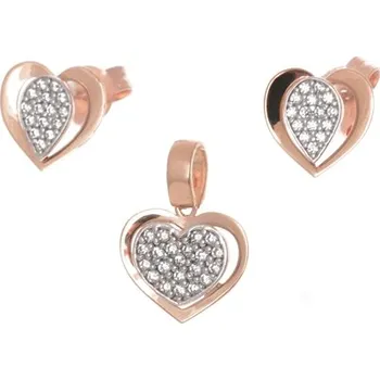 Souprava šperků Souprava náušnic a přívěšku srdce z růžového zlata ZLSS31F + DÁREK ZDARMA