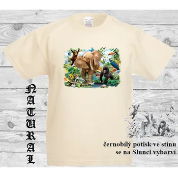 detske-tricko_uv_potisk_slon_zviratka Barva: Natural - přírodní, velikost: 152