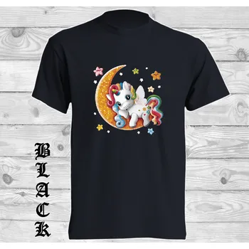 detske-levne-bavlnene-tricko-potisk-jednorozec-mesic Barva: Black -černá, velikost: 164