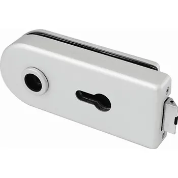 Kování na sklo DL40 (oválné) + klika - kování na skleněné dveře INX - Nerez ocel Zámek s otvorem pro cylindrickou vložku + klika