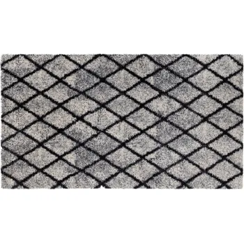 Rohožka Bílá vnitřní čistící pratelná vstupní rohož FLOMA Lima Rectangle - Rhombus - 67 x 120 x 0,7 cm