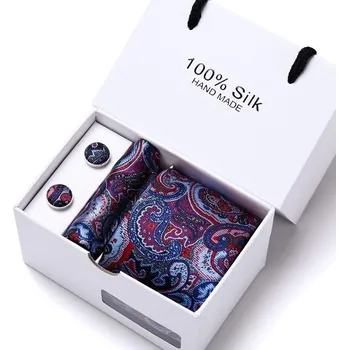 Kravata Luxusní Kravata Modročervená Raul | Manžetové knoflíčky | Kapesníček Modrá