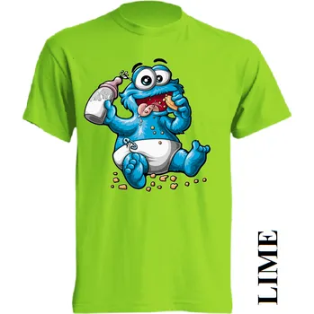 Dívčí tričko levné-dětské-tričko-potisk-cookie-monster Barva: Lime - limetková, velikost: 128