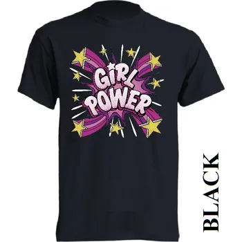 Dívčí tričko detske-levne-bavlnene-tricko-potisk-Divci sila Barva: Black -černá, velikost: 116