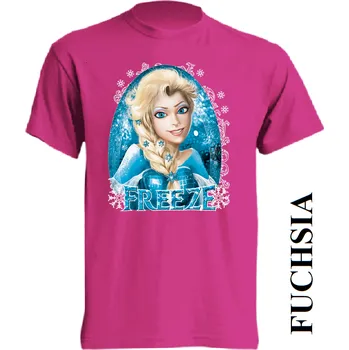 Dívčí tričko detske-levne-bavlnene-tricko-potisk-ledove-kralovstvi Barva: Fuchsia - fuchsiová, velikost: 116