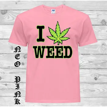 Pánské tričko panske-levne-bavlnene-tricko-potisk-miluji-travu Barva: Pink neo - matně růžová, velikost: S