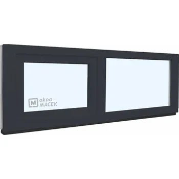 Okno Plastové okno - KNIPPING 70 AD, 1800x500 mm, FIX/S, antracit Sklo: ornamentální (kůra čirá), Barva, imitace: antracit/bílá (jednostranně) + příslušenství a montážní materiál zdarma