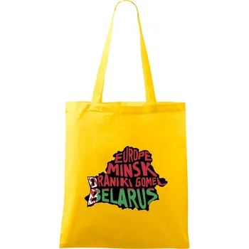 Nákupní taška Mapy - názvy měst - Bělorusko - Taška bavlněná - 42 x 38 cm ( Žlutá )