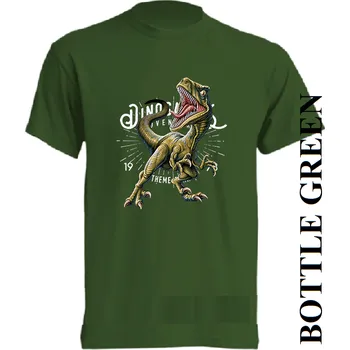 Chlapecké tričko detske-levne-bavlnene-tricko-potisk-dinosaurus-raptor Barva: Bottle green - lahvově zelená, velikost: 104