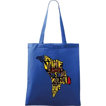 Mapy - názvy měst - Polsko - Taška bavlněná - 42 x 38 cm ( Královská modrá )