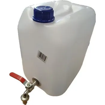 Kanystr Plastový kanystr na vodu s kovovým kohoutkem bílý, objem 20 litrů