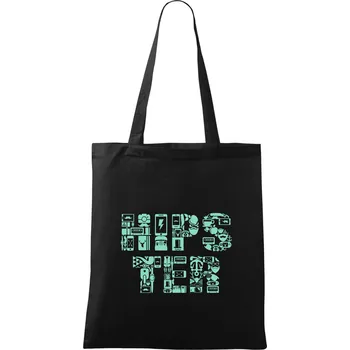 HIPSTER nápis ikony - Taška bavlněná - 42 x 38 cm ( Černá )
