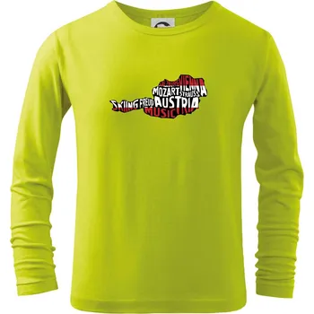 Dětská móda Mapy - názvy měst - Rakousko - Triko dětské Long Sleeve - 122 cm/6 let ( Limetková )
