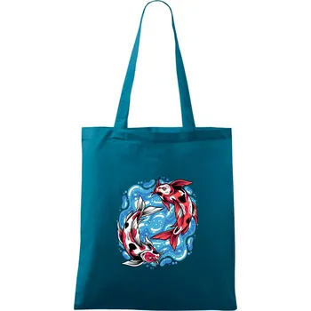 Yin & Yang Koi kapr - červený - Taška bavlněná - 42 x 38 cm ( Petrolejová )