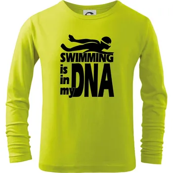 Dětská móda Swimming is in my DNA - Triko dětské Long Sleeve - 134 cm/8 let ( Limetková )