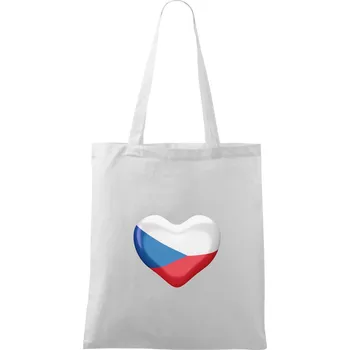 Nákupní taška Česká vlajka srdce - Taška bavlněná - 42 x 38 cm ( Bílá )