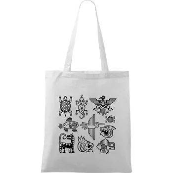 Aztécká zvířata - Taška bavlněná - 42 x 38 cm ( Bílá )