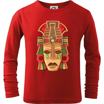Chlapecké tričko Mayové maska červené uši - Triko dětské Long Sleeve - 122 cm/6 let ( Červená )