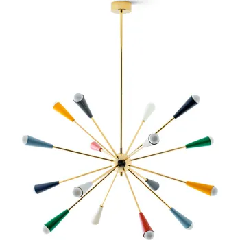 Stilnovo Sputnik, zlaté závěsné svítidlo s multicolor rameny, 16x6W LED E14, prům. 99cm