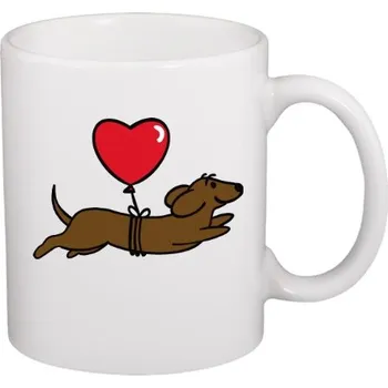 Hrnek malý bílý s potiskem Jezevčík v letu