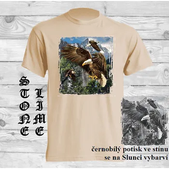 panske-bavlnene_tricko_uv_potisk_orel Barva: Lime stone - krémová, velikost: XS