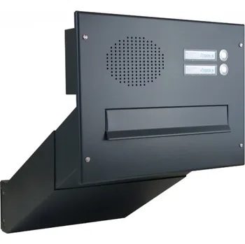 Poštovní schránka 1x poštovní schránka D-042 k zazdění do sloupku + čelní deska s 2x zvonkem a přípravou pro HM - lakovaná - RAL 9005 MAT. - ČERNÁ