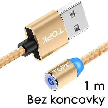 TopK M5 - Magnetický USB kabel - Zlatý - Bez koncovky - 1 m