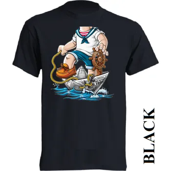 detske-levne-bavlnene-tricko-potisk-namornik Barva: Black -černá, velikost: 116