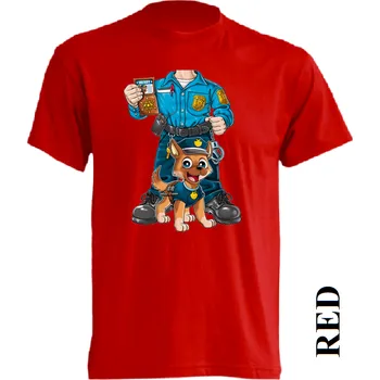 Dětská móda detske-levne-bavlnene-tricko-potisk-policista Barva: Red - červená, velikost: 140