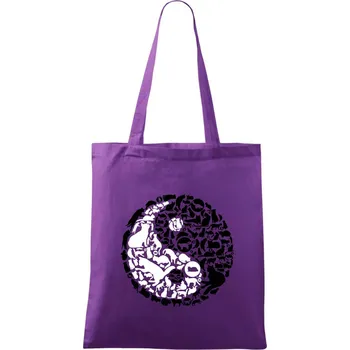 YinYang Cats - Taška bavlněná - 42 x 38 cm ( Fialová )
