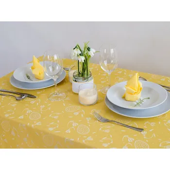 ubrus HEDVA ČESKÝ BROKÁT Ubrus Odaska velikonoční Sněženka žlutá Rozměr ubrusu: standard 120x140