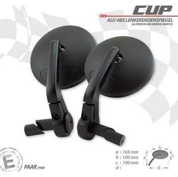 Zrcátko pro motocykl Zrcátka do konců řidítek na motorku "CUP", pár HOMOLOGOVANÁ