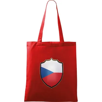 Nákupní taška Česká vlajka erb - Taška bavlněná - 42 x 38 cm ( Červená )