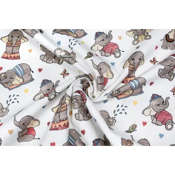 Dekorační bavlněná tkanina veselí sloníci