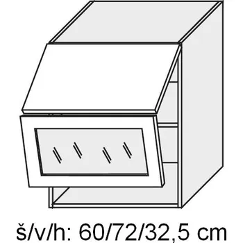 Kuchyňská skříňka Horní skříňka prosklená TITANIUM FINO BÍLÉ 90 cm ČIRÁ
