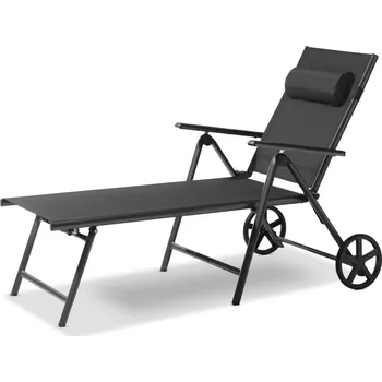 Zahradní nábytek LIVARNO home Hliníkové polohovací lehátko s kolečky Houston, černá/antracitová