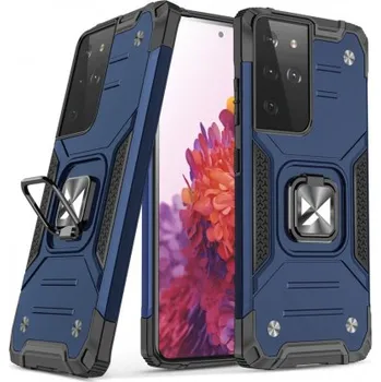 Pouzdro na mobilní telefon MG | MG Ring Armor plastový kryt na Samsung Galaxy S22 Ultra, modrý