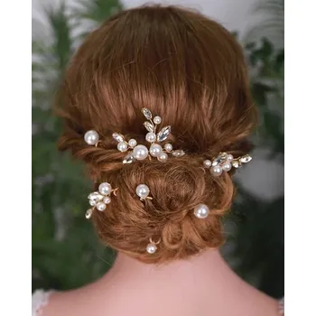 Ozdoba do vlasů Vlásenky perlové Nella - zlaté - 7 ks