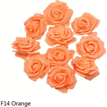 umělá květina 30 ks pěnových velkých (8 cm) květů růží Barva: Oranžová