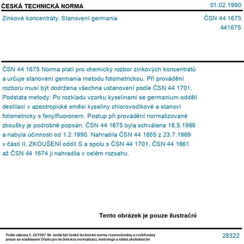 ČSN 44 1675 - Zinkové koncentráty. Stanovení germania - Tisk