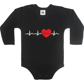 Kojenecký body Bodyčko s potiskem Tep máma, Barva Černá, Velikost 86 / 12-18m, Canvas Dětské body Bezvatriko.cz 0379 - 1x cerna