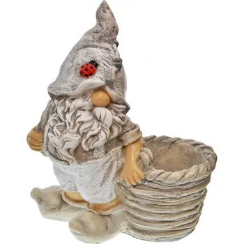 Zahradní dekorace Zahradní postava - Trpaslík s košíkem 37 cm