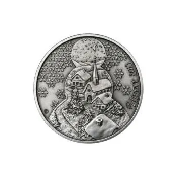 Vánoce 25 mm stříbro patina