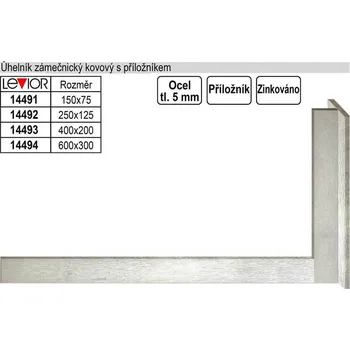 Úhloměr FESTA Úhelník zámečnický kovový příložný 300x600mm