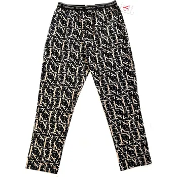 Dámské noční prádlo Pánské kalhoty na spaní NM1869E 1BF černo-béžové - Calvin Klein černá s potiskem M